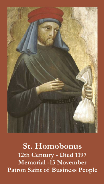 St. Homobonus Prayer Card(PATRON SAINT OF BUSINESS OWNERS-FOR THOSE HURTING DUE TO COVID-19))***ONEF